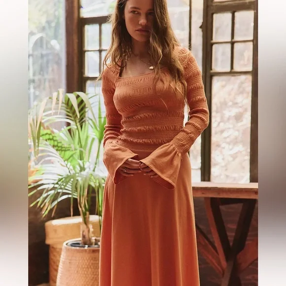 Free People Kiera Midi Dress in Candied Melon, NWT, size M - Picture 3 of 4